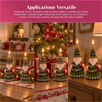 Candela Natalizia LED a Batteria in 3 Varianti – Babbo Natale con Albero, Orsetto e Faccina d'Orso, Fiamma Effetto Reale, Decorazione Natalizia