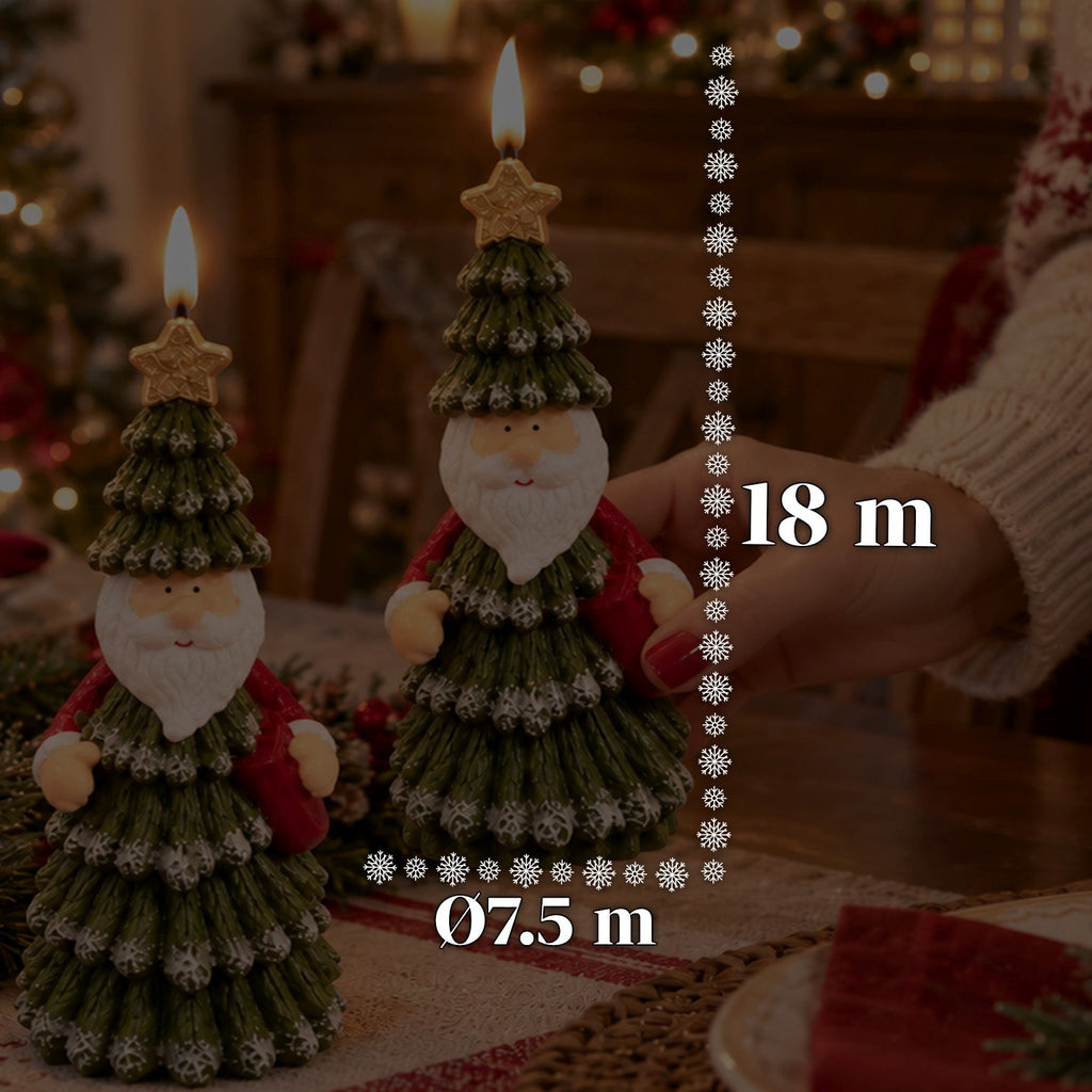 Candela Natalizia LED a Batteria in 3 Varianti – Babbo Natale con Albero, Orsetto e Faccina d'Orso, Fiamma Effetto Reale, Decorazione Natalizia