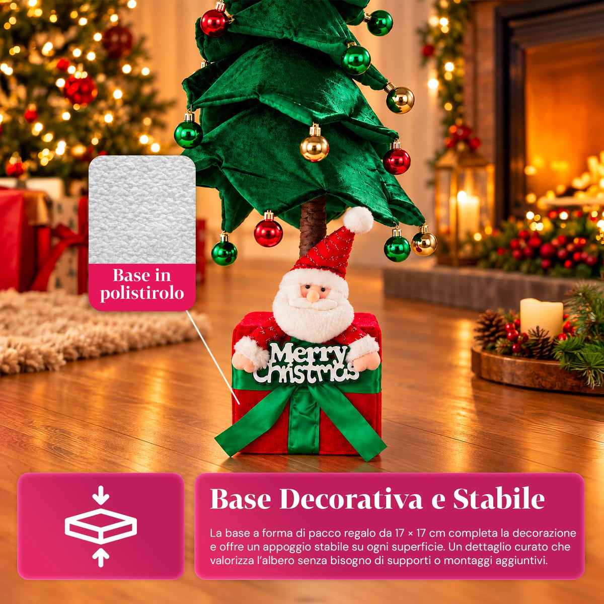 Albero di Natale Estensibile 90 e 95 cm con Pacco Regalo e Personaggi