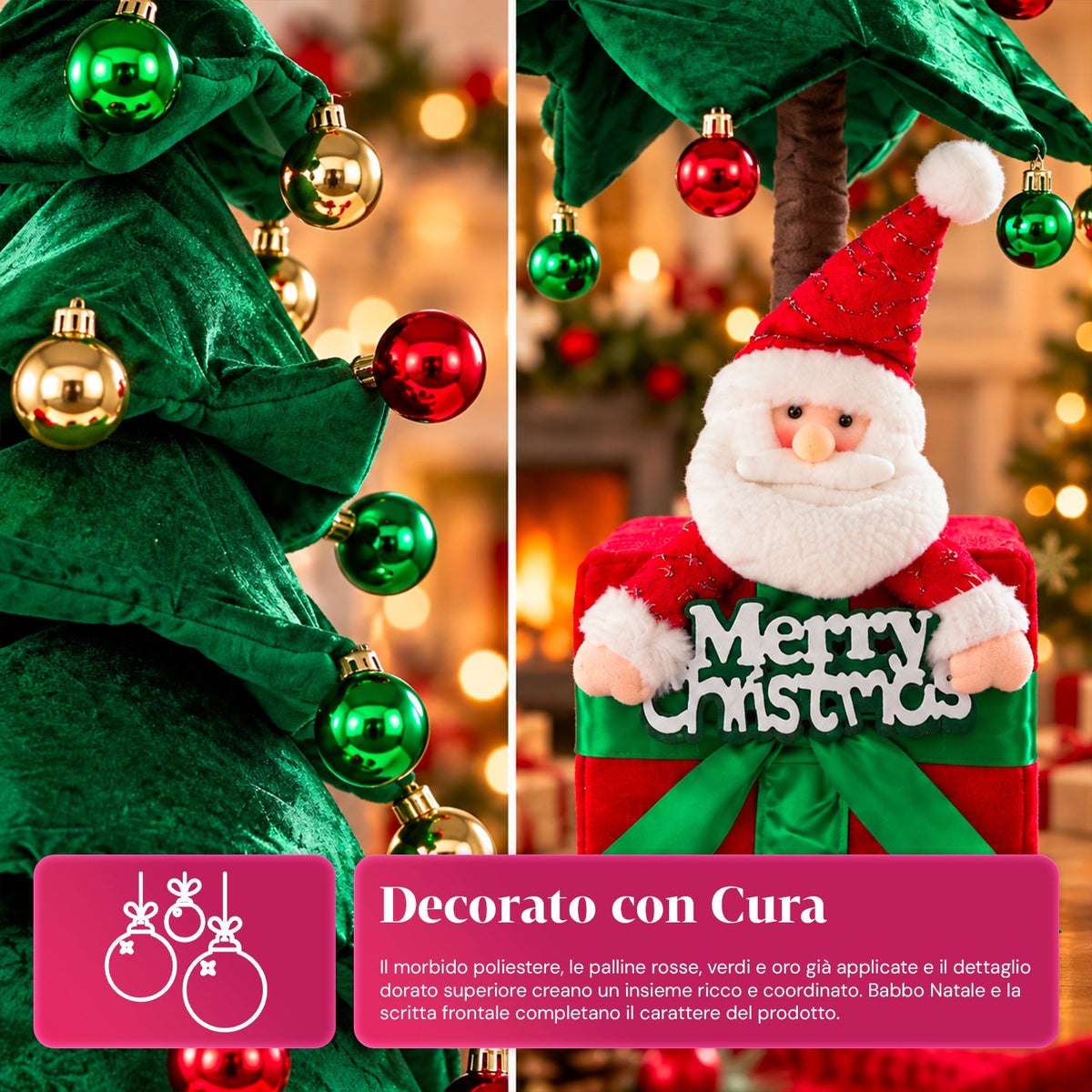 Albero di Natale Estensibile 90 e 95 cm con Pacco Regalo e Personaggi