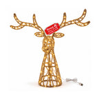 Cervo Luminoso a LED Glitter Oro, Decorazione Natalizia in Ferro e Polietilene, Luce Calda Alimentata via USB, 3 Misure: 65, 85 e 110 cm