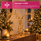 Cervo Luminoso a LED Glitter Oro, Decorazione Natalizia in Ferro e Polietilene, Luce Calda Alimentata via USB, 3 Misure: 65, 85 e 110 cm