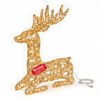 Cervo Luminoso a LED Glitter Oro, Decorazione Natalizia in Ferro e Polietilene, Luce Calda Alimentata via USB, 3 Misure: 65, 85 e 110 cm