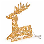 Cervo Luminoso a LED Glitter Oro, Decorazione Natalizia in Ferro e Polietilene, Luce Calda Alimentata via USB, 3 Misure: 65, 85 e 110 cm