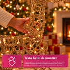 Cervo Luminoso a LED Glitter Oro, Decorazione Natalizia in Ferro e Polietilene, Luce Calda Alimentata via USB, 3 Misure: 65, 85 e 110 cm