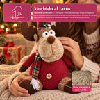 Renna Natalizia Decorativa in Poliestere - Ornamento di Natale con Base Sabbiata, Design Simpatico, 4 Varianti Stile, 2 Misure 35 e 50 cm