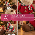 Renna Natalizia Decorativa in Poliestere - Ornamento di Natale con Base Sabbiata, Design Simpatico, 4 Varianti Stile, 2 Misure 35 e 50 cm