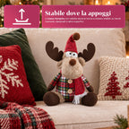 Renna Natalizia Decorativa in Poliestere - Ornamento di Natale con Base Sabbiata, Design Simpatico, 4 Varianti Stile, 2 Misure 35 e 50 cm