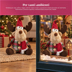 Renna Natalizia Decorativa in Poliestere - Ornamento di Natale con Base Sabbiata, Design Simpatico, 4 Varianti Stile, 2 Misure 35 e 50 cm