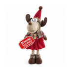 Renna Natalizia Decorativa in Poliestere - Ornamento di Natale con Base Sabbiata, Design Simpatico, 4 Varianti Stile, 2 Misure 35 e 50 cm