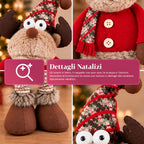 Decorative Extendable Christmas Reindeer 55-85 cm - Christmas Ornament with Telescopic Legs, Metal Structure, Polyester, 4 Style Variants