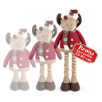 Decorative Extendable Christmas Reindeer 55-85 cm - Christmas Ornament with Telescopic Legs, Metal Structure, Polyester, 4 Style Variants
