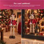 Decorative Extendable Christmas Reindeer 55-85 cm - Christmas Ornament with Telescopic Legs, Metal Structure, Polyester, 4 Style Variants