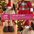 Decorative Extendable Christmas Reindeer 55-85 cm - Christmas Ornament with Telescopic Legs, Metal Structure, Polyester, 4 Style Variants