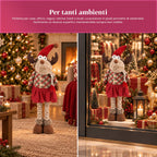 Decorative Extendable Christmas Reindeer 55-85 cm - Christmas Ornament with Telescopic Legs, Metal Structure, Polyester, 4 Style Variants