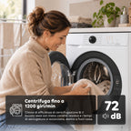 Lavatrice a Carica Frontale 6 kg, Classe A, 1200 Giri/min, Slim 41 cm, Lavaggio a Vapore, Cestello a Nido d'Ape, Sicurezza Bambini, Bianco o Grigio