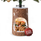 Base per Albero di Natale a Tronco con LED Animati e Personaggi 3D per Alberi fino a 180 cm - Copribase in Ferro e Magnesio con Attacco Ø 4 cm