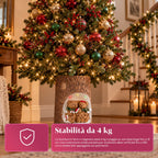 Base per Albero di Natale a Tronco con LED Animati e Personaggi 3D per Alberi fino a 180 cm - Copribase in Ferro e Magnesio con Attacco Ø 4 cm
