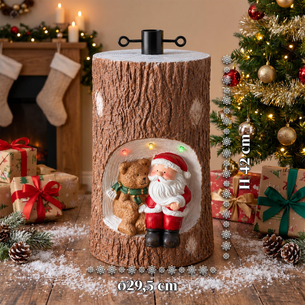 Base per Albero di Natale a Tronco con LED Animati e Personaggi 3D per Alberi fino a 180 cm - Copribase in Ferro e Magnesio con Attacco Ø 4 cm