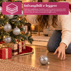 Set 16 Palline di Natale Infrangibili 7 cm - 4 Finiture Assortite Lucide, Opache e Glitterate - Decorazioni Albero e Casa - Rosso, Oro, Argento