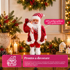 Babbo Natale con luci e musica, statua natalizia decorativa 65-95-120 cm, ornamento luminoso a batteria - Blind Box