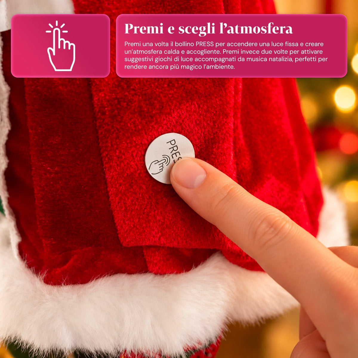 Babbo Natale con luci e musica, statua natalizia decorativa 65-95-120 cm, ornamento luminoso a batteria - Blind Box
