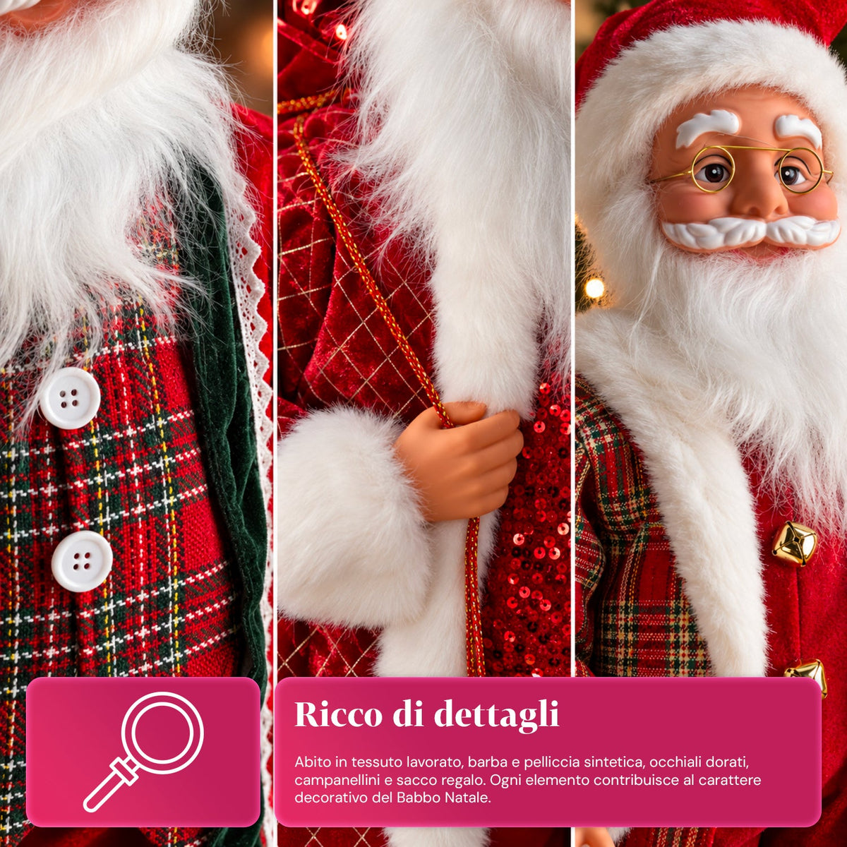 Babbo Natale con luci e musica, statua natalizia decorativa 65-95-120 cm, ornamento luminoso a batteria - Blind Box