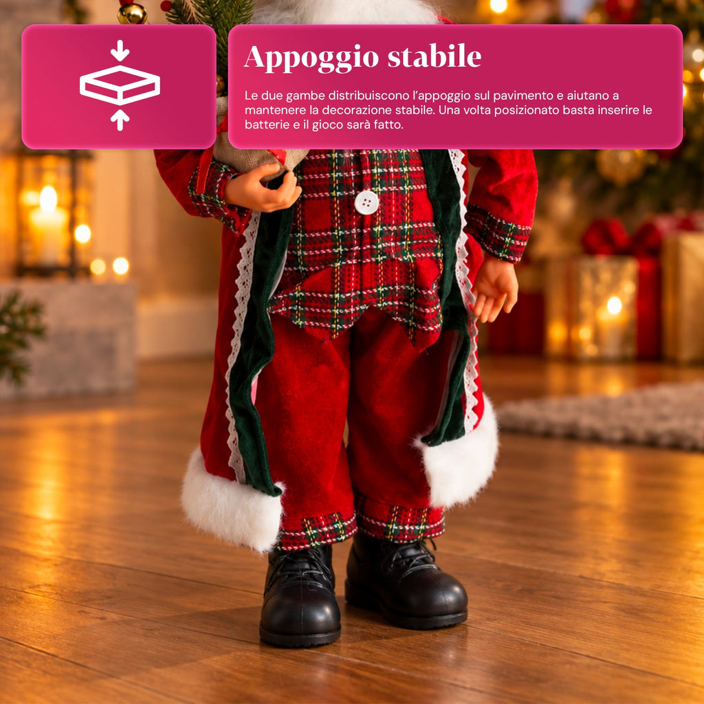 Babbo Natale con luci e musica, statua natalizia decorativa 65-95-120 cm, ornamento luminoso a batteria - Blind Box