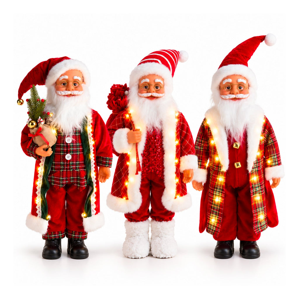 Babbo Natale con luci e musica, statua natalizia decorativa 65-95-120 cm, ornamento luminoso a batteria - Blind Box