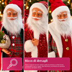 Babbo Natale con luci e musica, statua natalizia decorativa 65-95-120 cm, ornamento luminoso a batteria - Blind Box