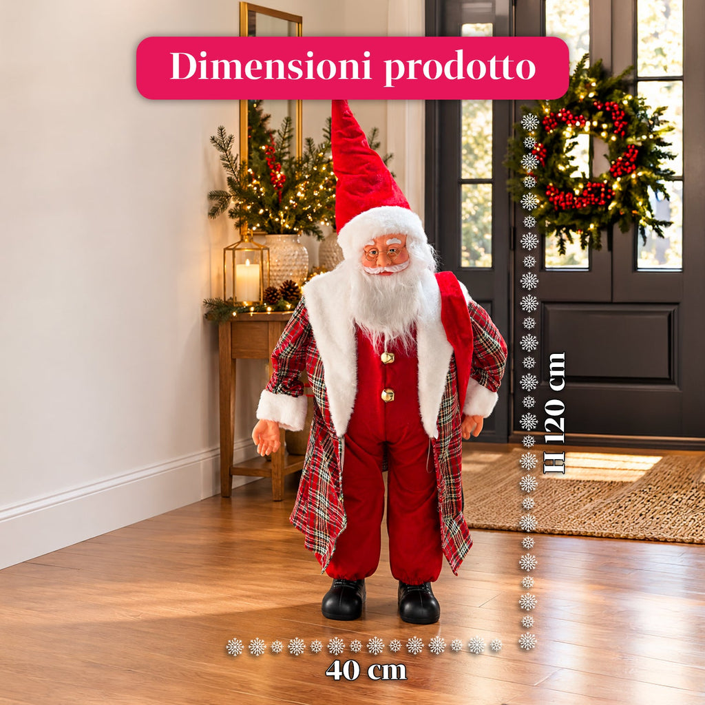 Babbo Natale con luci e musica, statua natalizia decorativa 65-95-120 cm, ornamento luminoso a batteria - Blind Box