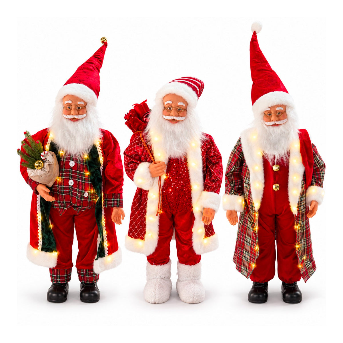 Babbo Natale con luci e musica, statua natalizia decorativa 65-95-120 cm, ornamento luminoso a batteria - Blind Box