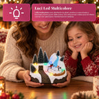 Villaggio di Natale luminoso con elemento rotante, luci LED e musica – 3 varianti: albero, Babbo Natale, bambini – 17x14x15 cm