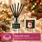 Set Diffusore di Fragranze per Ambienti con Bastoncini e Candela Profumata, Fragranze Natalizie, Cofanetto Regalo di Natale