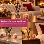 Set Diffusore di Fragranze per Ambienti con Bastoncini e Candela Profumata, Fragranze Natalizie, Cofanetto Regalo di Natale