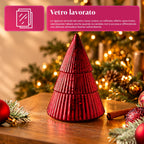 Candela Profumata in Vetro Decorato a Forma di Sfera o Albero – Fragranze Pino, Cannella e Vaniglia – Contenitore Riutilizzabile