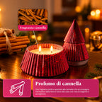Candela Profumata in Vetro Decorato a Forma di Sfera o Albero – Fragranze Pino, Cannella e Vaniglia – Contenitore Riutilizzabile