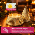 Candela Profumata in Vetro Decorato a Forma di Sfera o Albero – Fragranze Pino, Cannella e Vaniglia – Contenitore Riutilizzabile
