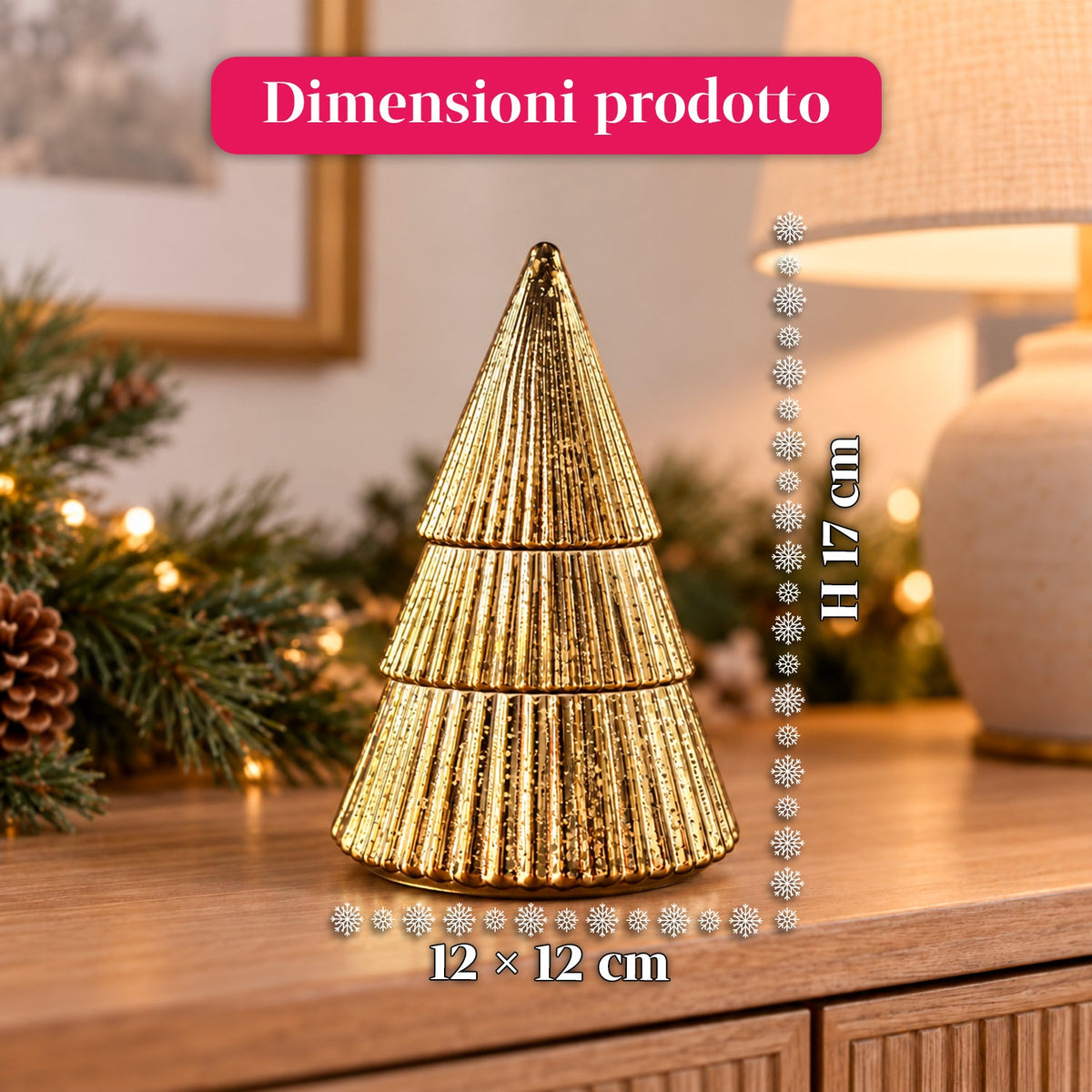 Candela Profumata in Vetro Decorato a Forma di Sfera o Albero – Fragranze Pino, Cannella e Vaniglia – Contenitore Riutilizzabile