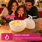 Candela Profumata in Vetro Decorato a Forma di Sfera o Albero – Fragranze Pino, Cannella e Vaniglia – Contenitore Riutilizzabile
