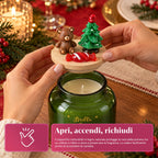 Scented Candle in Glass Jar with Decorated Lid – Pine, Cinnamon and Vanilla Fragrances – Reusable Container with Inscription