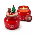 Scented Candle in Glass Jar with Decorated Lid – Pine, Cinnamon and Vanilla Fragrances – Reusable Container with Inscription