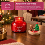 Scented Candle in Glass Jar with Decorated Lid – Pine, Cinnamon and Vanilla Fragrances – Reusable Container with Inscription