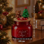 Scented Candle in Glass Jar with Decorated Lid – Pine, Cinnamon and Vanilla Fragrances – Reusable Container with Inscription