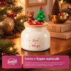 Scented Candle in Glass Jar with Decorated Lid – Pine, Cinnamon and Vanilla Fragrances – Reusable Container with Inscription