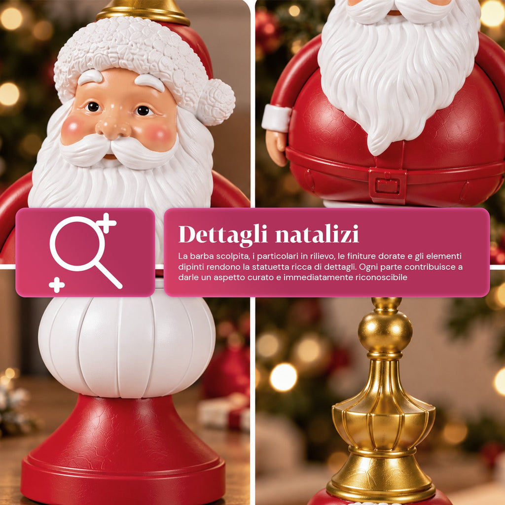 Statuetta natalizia 35 cm in resina, decorazione di Natale Babbo Natale, soldatino schiaccianoci e orsetto, rosso o bianco, per interni ed esterni