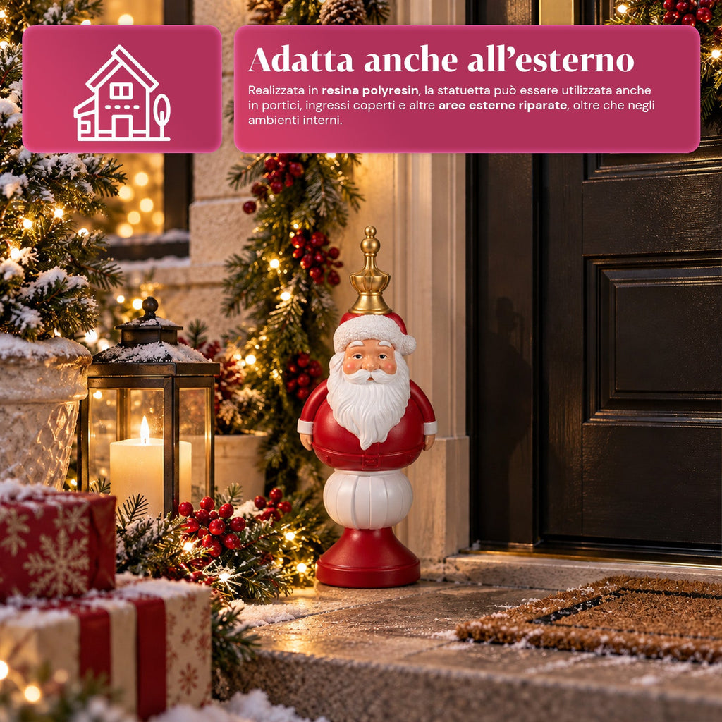 Statuetta natalizia 35 cm in resina, decorazione di Natale Babbo Natale, soldatino schiaccianoci e orsetto, rosso o bianco, per interni ed esterni