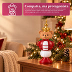 Statuetta natalizia 35 cm in resina, decorazione di Natale Babbo Natale, soldatino schiaccianoci e orsetto, rosso o bianco, per interni ed esterni