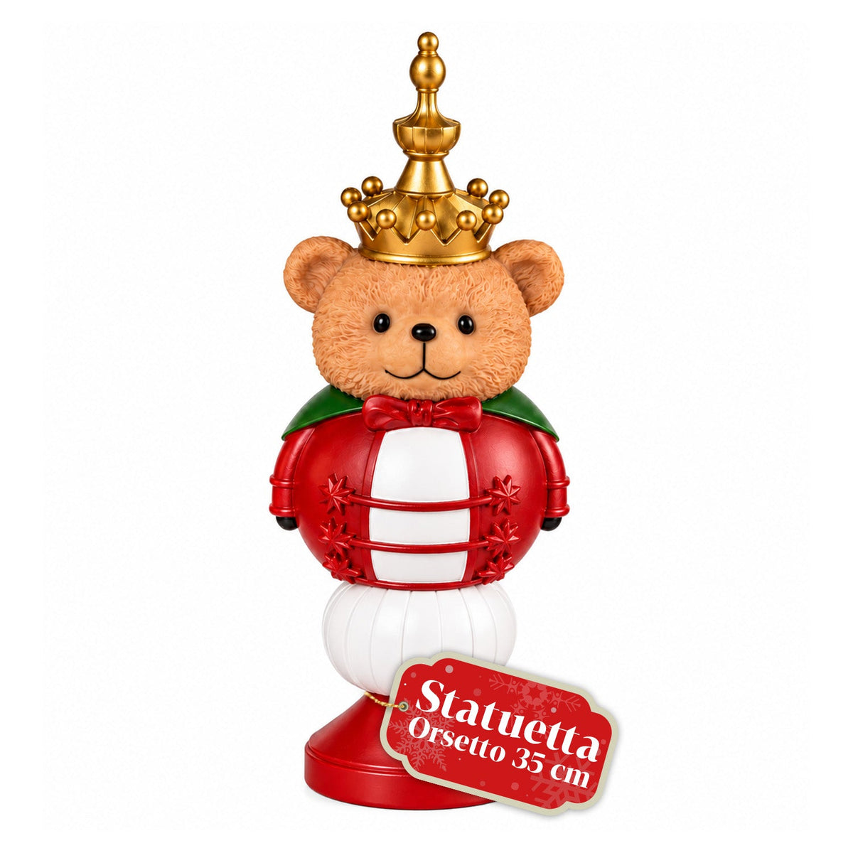 Statuetta natalizia 35 cm in resina, decorazione di Natale Babbo Natale, soldatino schiaccianoci e orsetto, rosso o bianco, per interni ed esterni