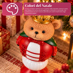 Statuetta natalizia 35 cm in resina, decorazione di Natale Babbo Natale, soldatino schiaccianoci e orsetto, rosso o bianco, per interni ed esterni